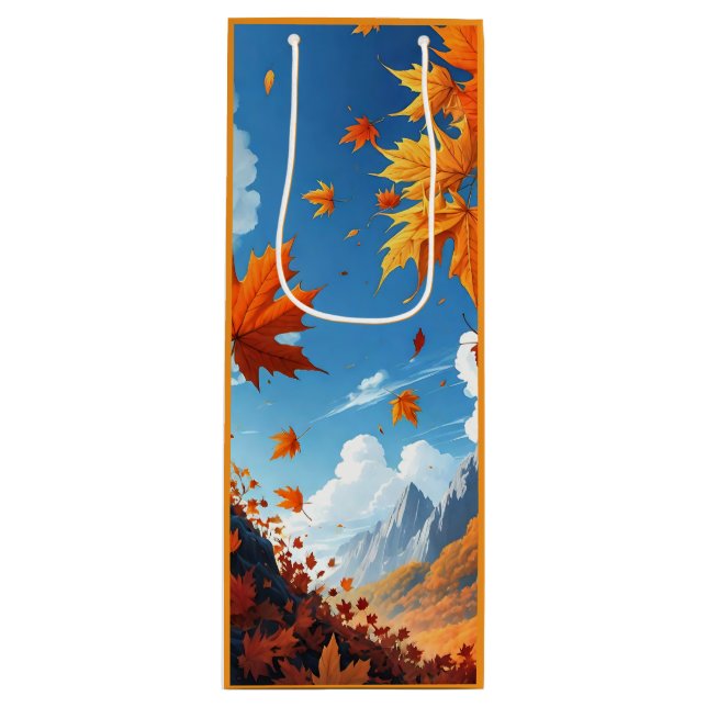 Sacola Para Vinho Authumn leaves orange (Frente)