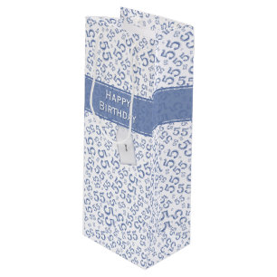 Sacola Para Vinho Azul/branco do teste padrão do número 55 do feli
