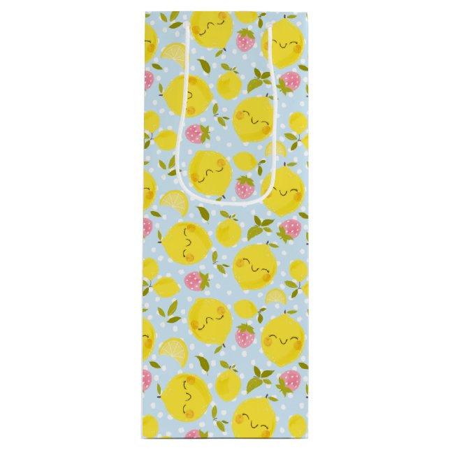 Sacola Para Vinho Azul-limão de morango (Frente)