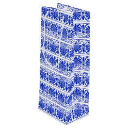 Sacola Para Vinho Azul-padrão árabe mediterrânico grego