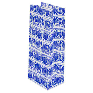Sacola Para Vinho Azul-padrão árabe mediterrânico grego