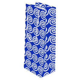 Sacola Para Vinho Azul Padrão de Ondas Chave Meander Grego