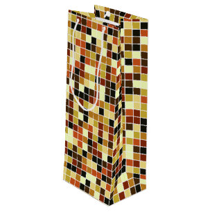 Sacola Para Vinho Azulejos de Piscina, Azulejos Mosaico Marrom, Padr
