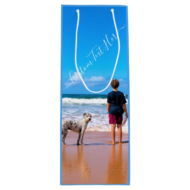 Sacola Para Vinho Bag de presentes personalizado com suas fotos e te (Frente)