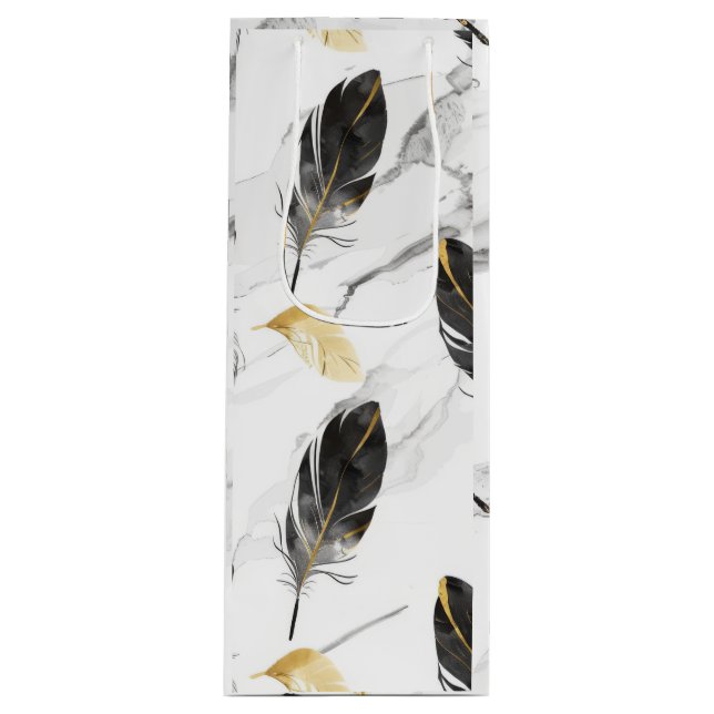 Sacola Para Vinho "Bag de Vinho Elegância de Penas" (Frente)