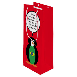 Sacola Para Vinho Bandeira Brasileira Ms Penguin Personalizada Falan