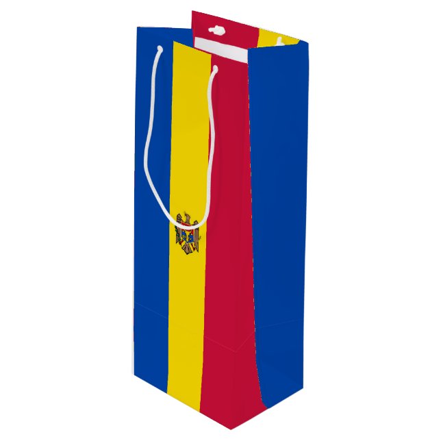 Sacola Para Vinho Bandeira da Moldávia (Frente inclinada)