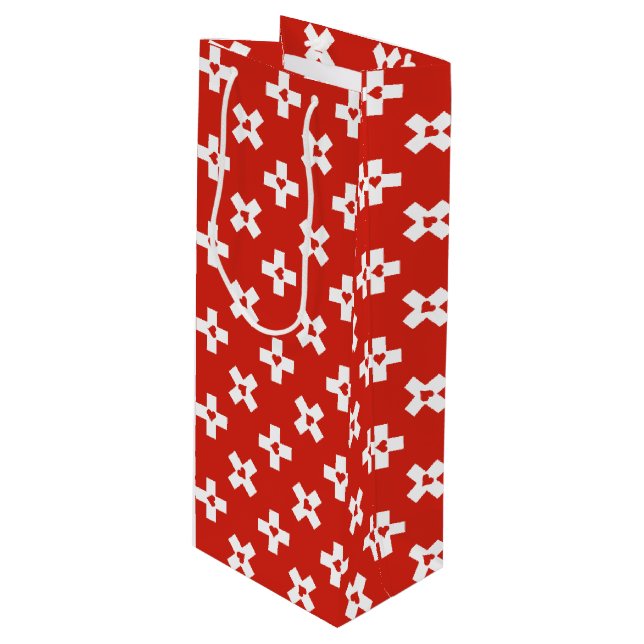 Sacola Para Vinho Bandeira da suiça com teste padrão do coração (Frente inclinada)