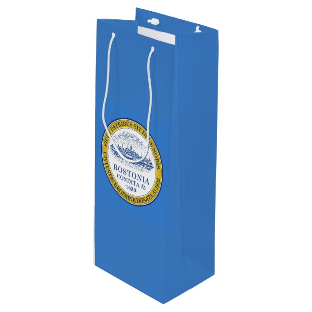 Sacola Para Vinho Bandeira de Boston, Massachusetts Wine Gift Bag (Frente inclinada)