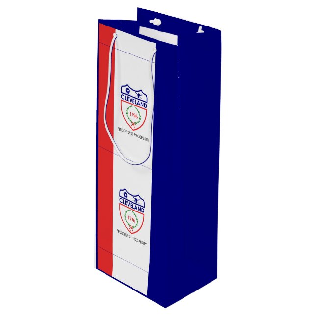 Sacola Para Vinho Bandeira de Cleveland, Ohio Wine Gift Bag (Frente inclinada)