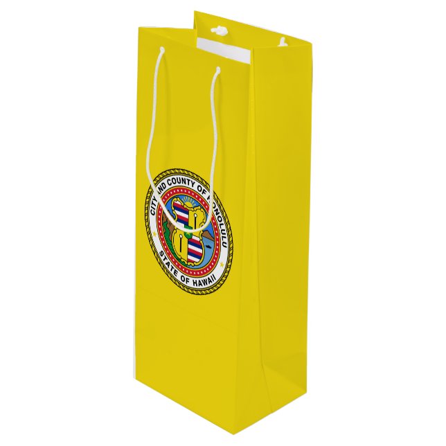 Sacola Para Vinho Bandeira de Honolulu, Hawaii Wine Gift Bag (Frente inclinada)