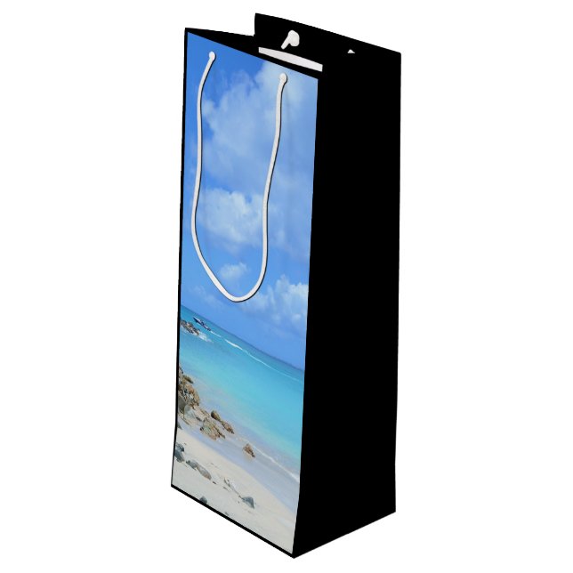 Sacola Para Vinho Beautiful Turquoise Tropical Beach  (Verso inclinado)