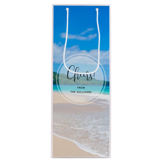 Sacola Para Vinho Belo Destino Tropical Scenic Beach Cheers (Frente)