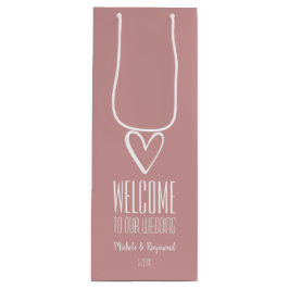 Sacola Para Vinho Bem-vindo ao nosso Rosa Dusty Casado