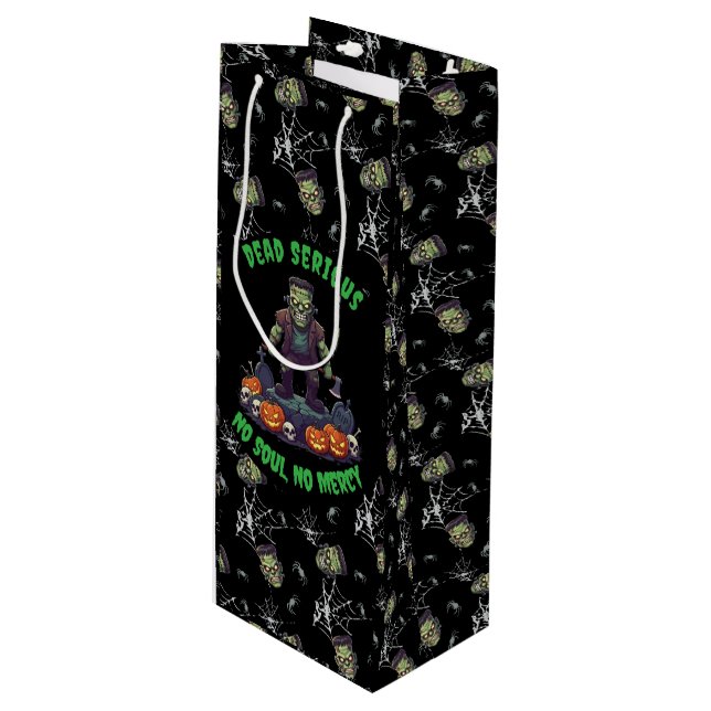 Sacola Para Vinho 🖤 Black Frankenstein Halloween Gift 💀 🎃 (Frente inclinada)