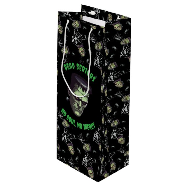 Sacola Para Vinho 🖤 Black Frankenstein Halloween Gift 💀 🎃 (Frente inclinada)