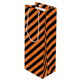 SACOLA PARA VINHO BLACK & ORANGE GLITTER PARECE HALLOWEEN