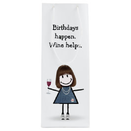 Sacola Para Vinho Bloco de Aniversário com Vinho