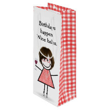 Bloco de Aniversário Figura Garota com Vinho Verme