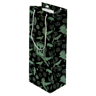 Sacola Para Vinho Bloco de Monograma de Verdigris e Cordas