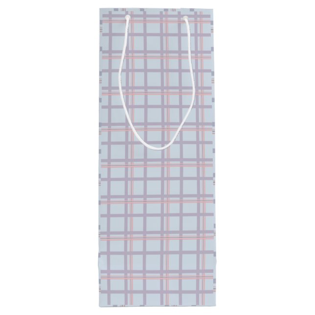 Sacola Para Vinho Blue & Maroon Plaid Pattern  Wine Gift Bag (Verso)