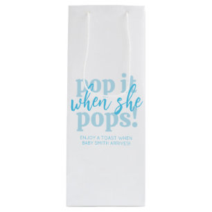Sacola Para Vinho Blue Pop It When She Pops Baby Shower Favor