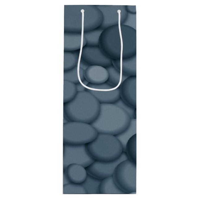 Sacola Para Vinho Blue River Rock Pebbles Art (Frente)
