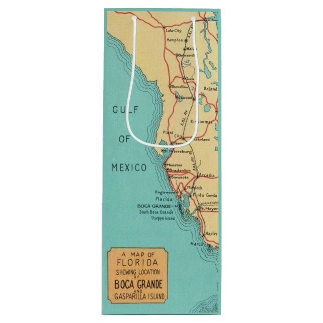 Sacola Para Vinho Boca Grande Useppa Island Map Wine (Frente)