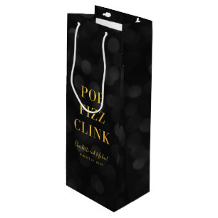 Sacola Para Vinho Bokeh Escuro Falso Pop Fervilha Tilintar Dourado