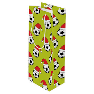 Sacola Para Vinho Bola de Futebol de Natal com padrão de chapéu de P