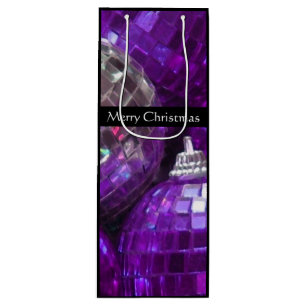 Sacola Para Vinho Bolas roxas Feliz Bolsa de Natal - vinho preto