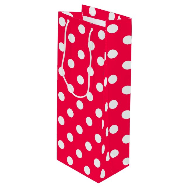 Sacola Para Vinho Bolinhas brancas brancas nostálgicas de Natal Eleg (Frente inclinada)