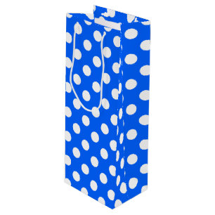 Sacola Para Vinho Bolinhas brancas de azul real