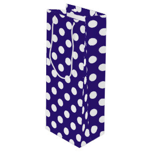 Sacola Para Vinho Bolinhas brancas em azul escuro