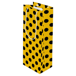 Sacola Para Vinho bolinhas pretas em amarelo