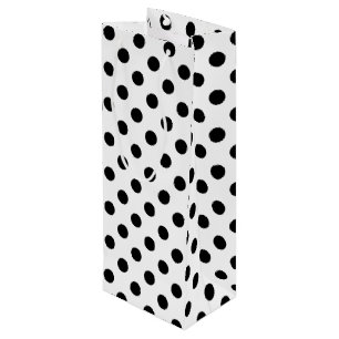 Sacola Para Vinho Bolinhas Pretas em Fundo Branco