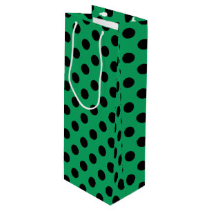 Sacola Para Vinho bolinhas pretas em verde fresco