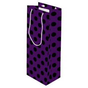 Sacola Para Vinho Bolinhas pretas no roxo da ameixa