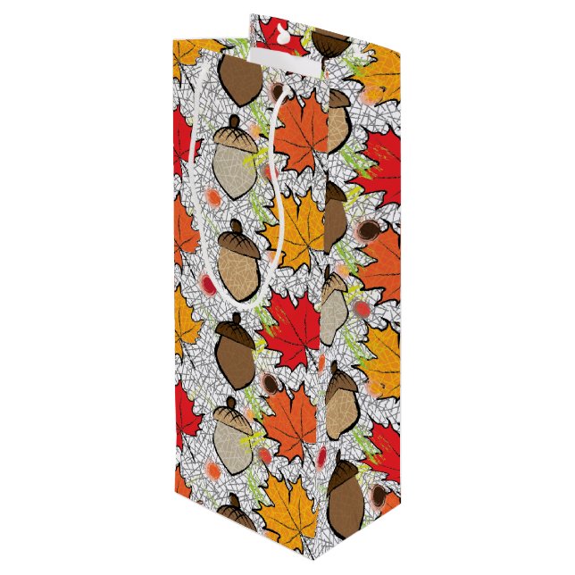 Sacola Para Vinho Bolotas e folhas VII (Verso inclinado)