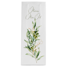 Sacola Para Vinho Bolsa de Merchandise de Azeitona Verde e Dourada
