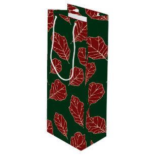 Sacola Para Vinho Bolsa de Oak Contemporânea Folha-Padrão Vinho-Pres