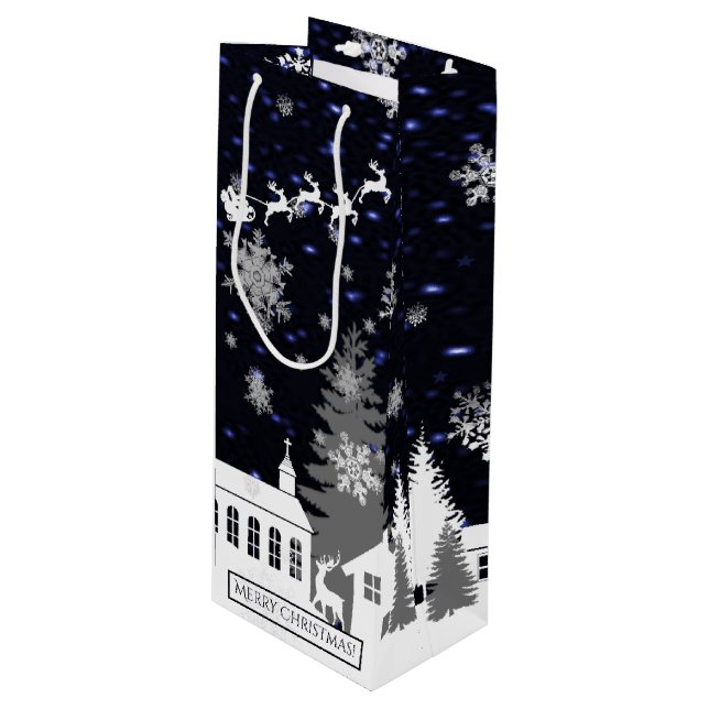Sacola Para Vinho Bolsa de Presente da Vila de Natal (Frente inclinada)