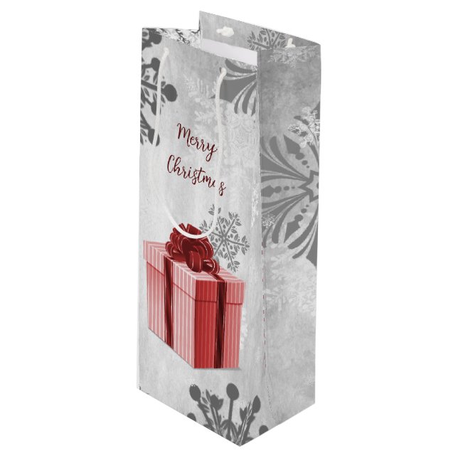 Sacola Para Vinho Bolsa de Presente de Natal Vermelho (Frente inclinada)
