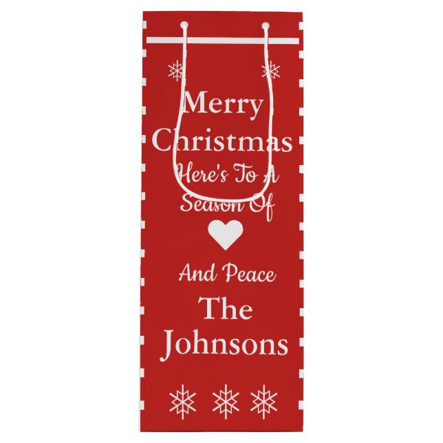 Sacola Para Vinho Bolsa de Presentes de Natal Personalizada (Frente)