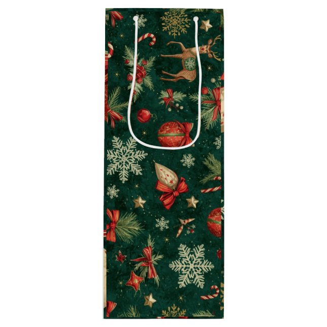 Sacola Para Vinho Bolsas de regalos con diseño de navidad  (Frente)