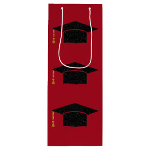 Sacola Para Vinho Boné de formatura com brilho