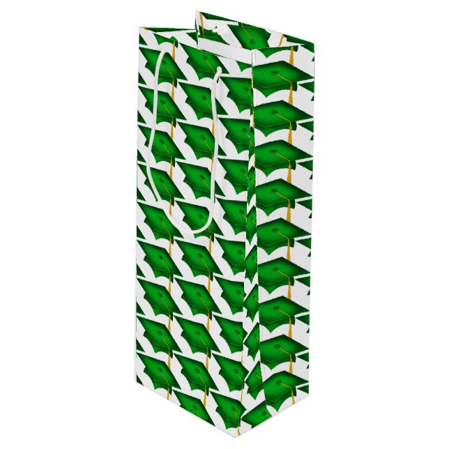 Sacola Para Vinho bonés de formatura verdes com mola dourada (Frente inclinada)