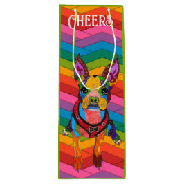 Sacola Para Vinho Bonita e Colorida Boston Terrier Gift Bag