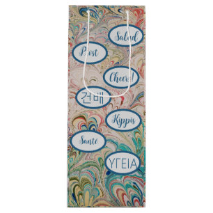 Sacola Para Vinho Bonito Marbled Cheers Gift Bag