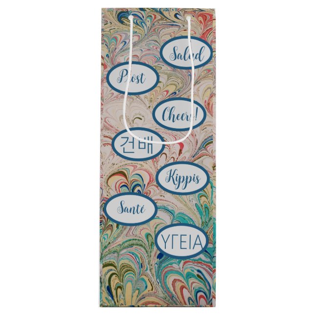 Sacola Para Vinho Bonito Marbled Cheers Gift Bag (Frente)